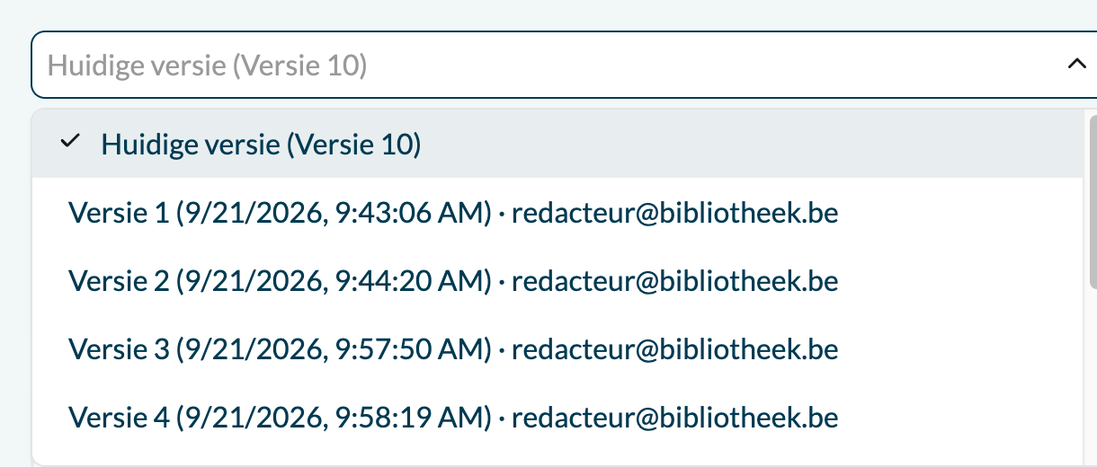 The version dropdown