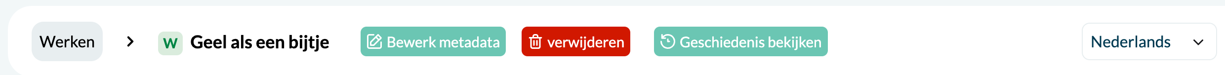 The View history button in the header of a detail page