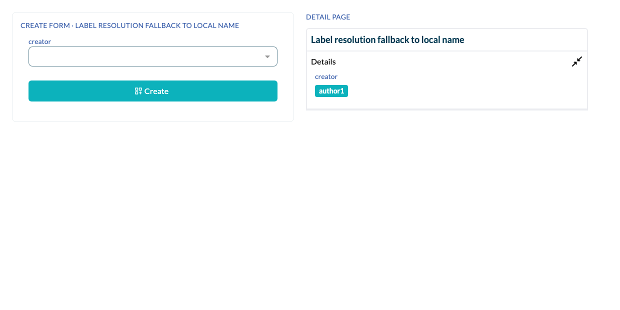 Label resolution fallback to local name rendered by Elody