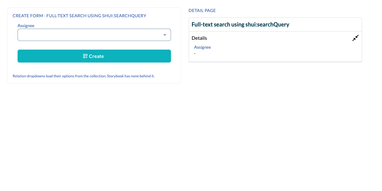Full-text search using shui:searchQuery rendered by Elody