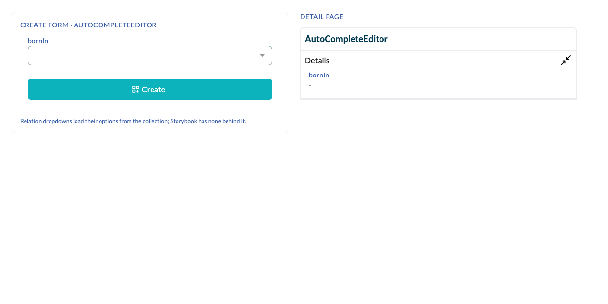 AutoCompleteEditor rendered by Elody